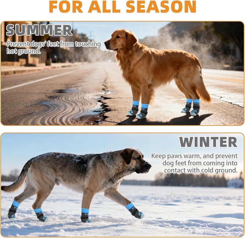 KOOLTAIL Anti Slip Dog Socks to Prevent Licking and Slipping, Winter Warm Pet Shoes Booties for Hardwood Floors, Adjustable Extra-Thick Grip Dog Boots & Paw Protectors for Small Medium Large Senior,S - Image 5